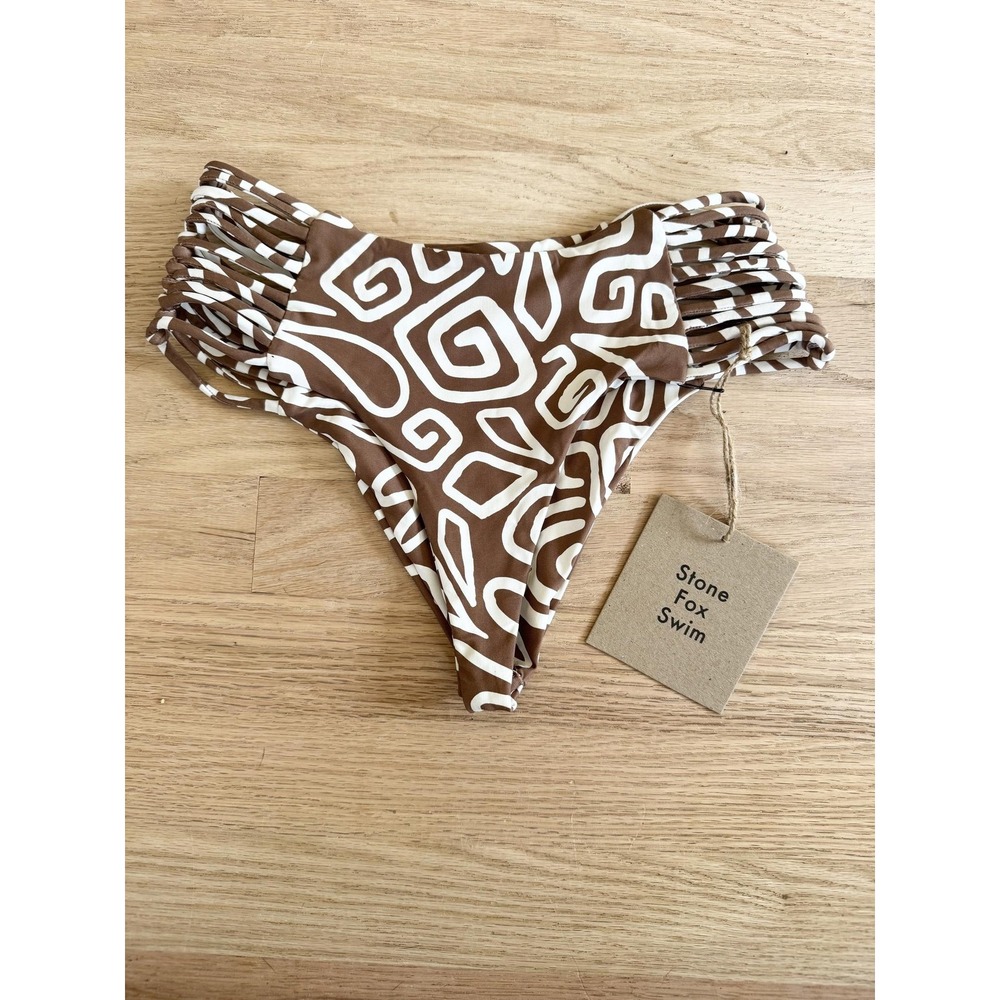 Stone Fox‎ Swim Simone Rawhide Swirl Strappy Bikini Bottoms XS